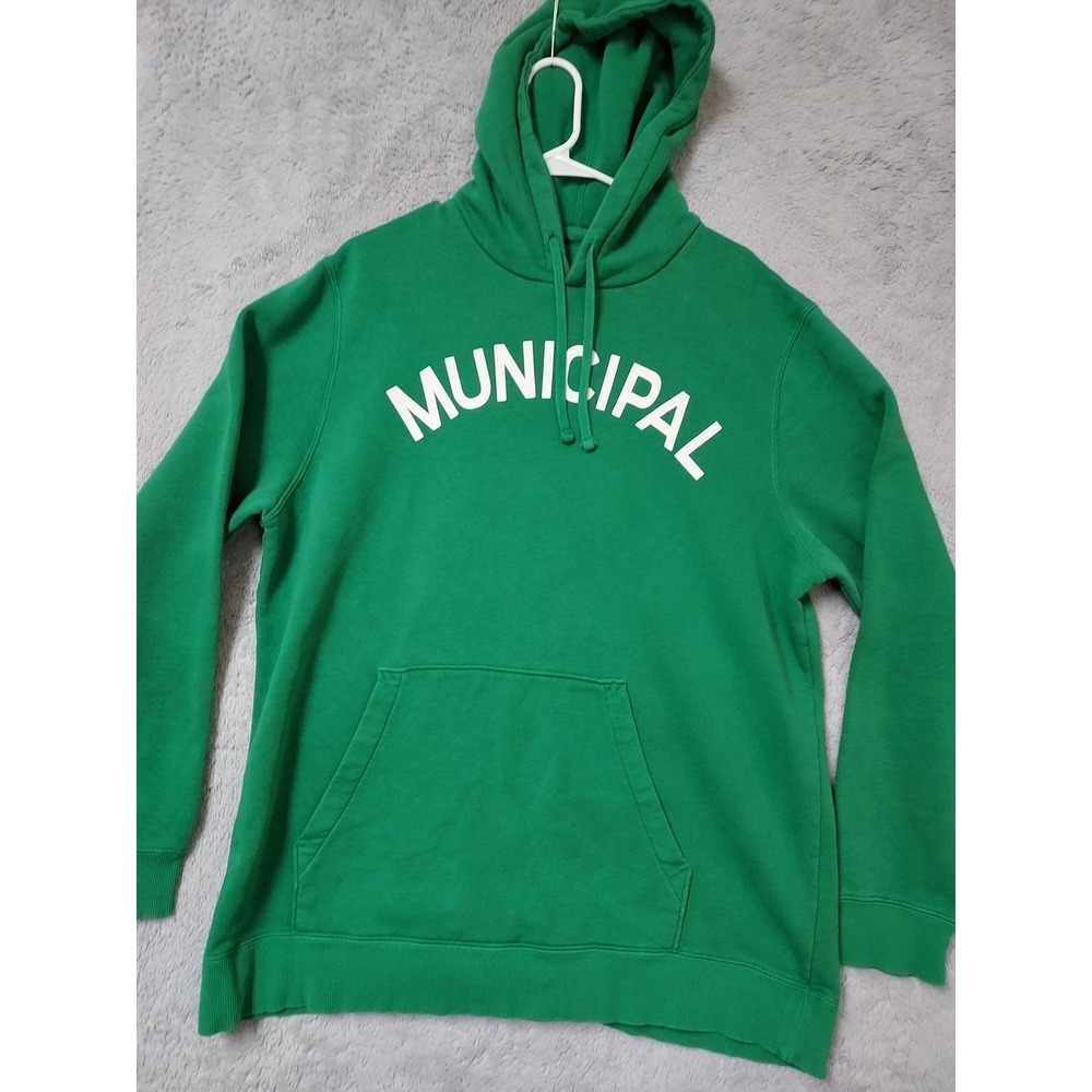 Municipal Hoodie Mens XL Green Graphic Speellout Sport Utility Gear Fleece Gym